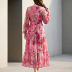 Belted Tiered Wrap A-Line Maxi Dress for Women – Elegant Stylish Comfort