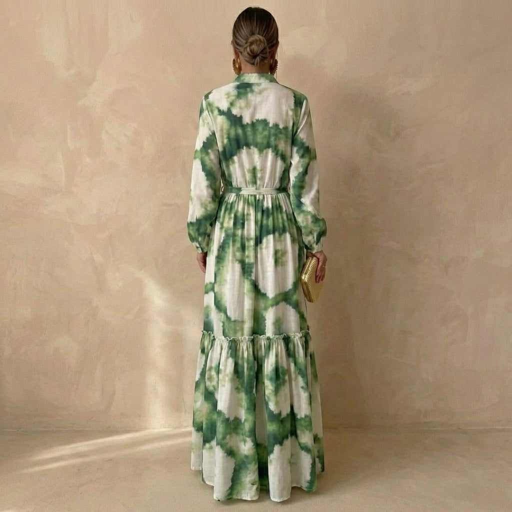 Isabella A-Line Maxi Dress | V-Neck Puff Sleeve Dress