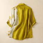 Two-Tone Floral Relaxed Fit Blouse for Women – Stylish & Comfortable Design