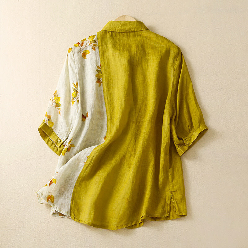 Two-Tone Floral Relaxed Fit Blouse for Women – Stylish & Comfortable Design