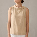 Relaxed Fit Roll Collar Sleeveless Top for Women – Stylish Smart Casual Comfort