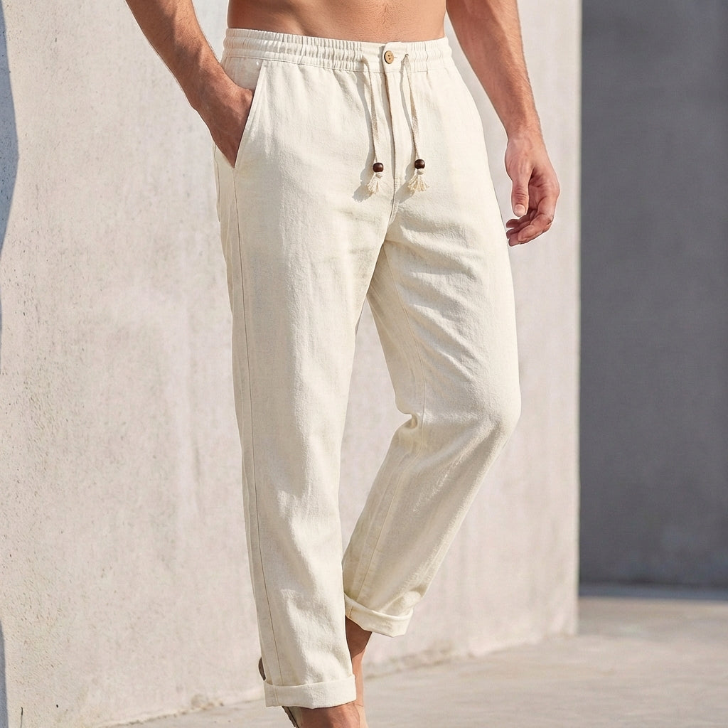 Oliver Relaxed Fit Drawstring Pants | Solid Cuffed Ankle-Length Pants
