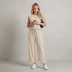 Relaxed Fit Muscle Tank and Wide-Leg Cropped Trousers Set for Women – Comfortable Casual Style