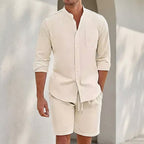 Freddie Relaxed Fit Long Sleeve Shirt & Shorts Set | Casual Set