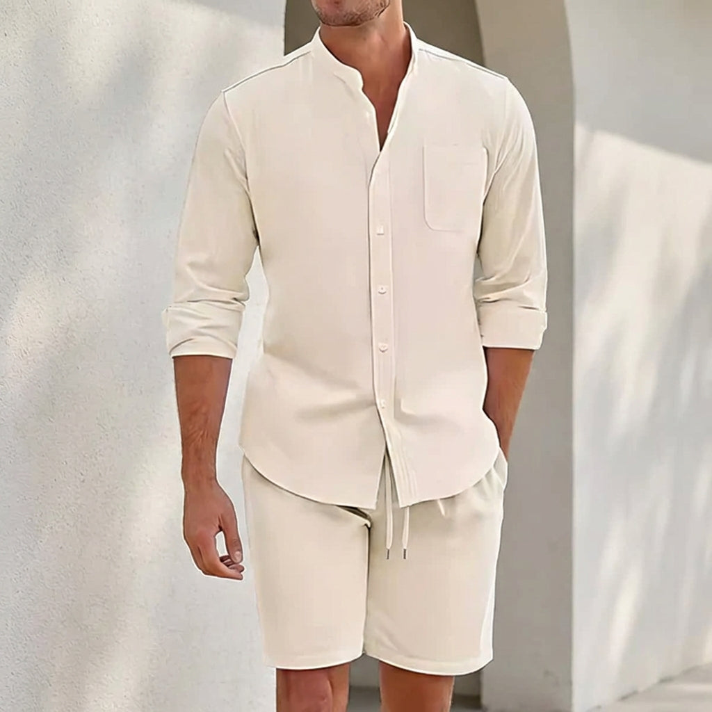 Freddie Relaxed Fit Long Sleeve Shirt & Shorts Set | Casual Set