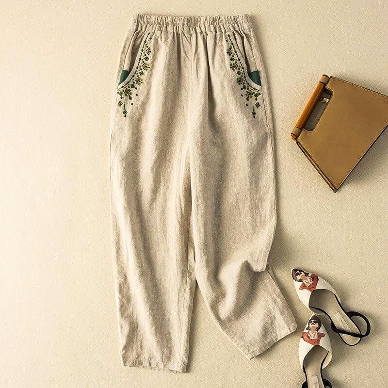 Relaxed Fit Embroidered Harem Pants for Women – Comfortable Casual Style