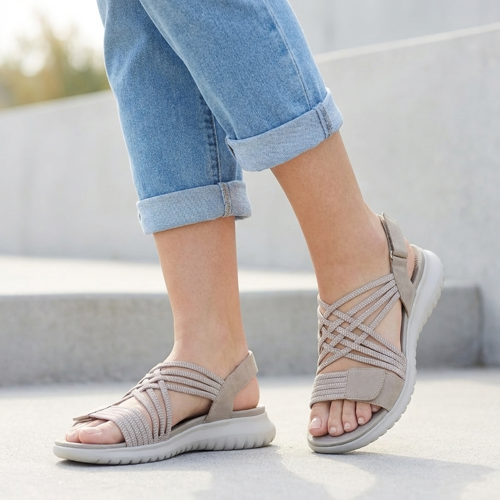Orthopedic Criss-Cross Strappy Sandals for Women – Supportive & Adjustable Comfort