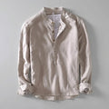 Relaxed Fit Stand Collar Henley Shirt for Men – Casual Comfort & Style