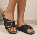 Isla Orthopedic Open-Toe Slide Sandals | Adjustable Buckle Cork Slide Sandals