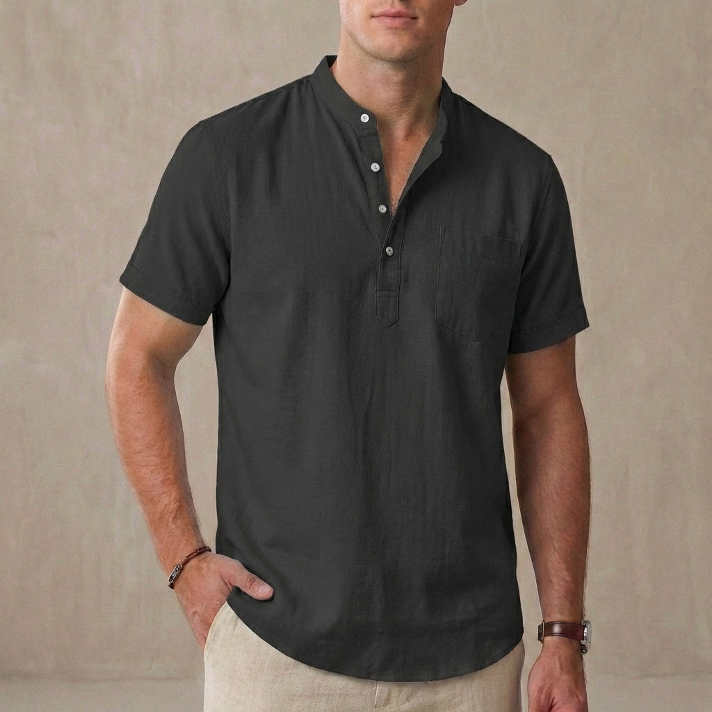 Relaxed Fit Henley Shirt for Men – Casual Comfort & Breathability