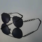 Chain Link Metallic Frame Aviator Sunglasses for Women – Stylish & Timeless