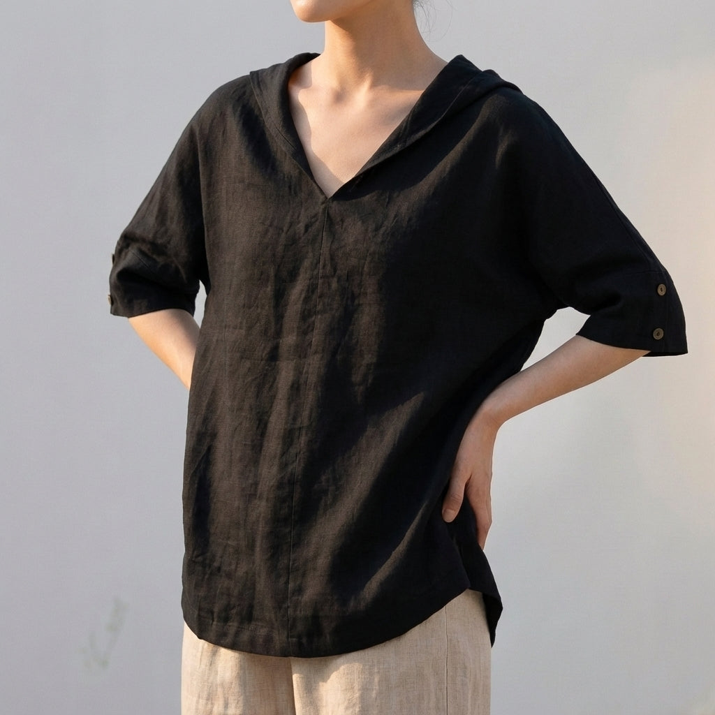 Relaxed Fit Collared Blouse for Women – Casual Stylish Comfort