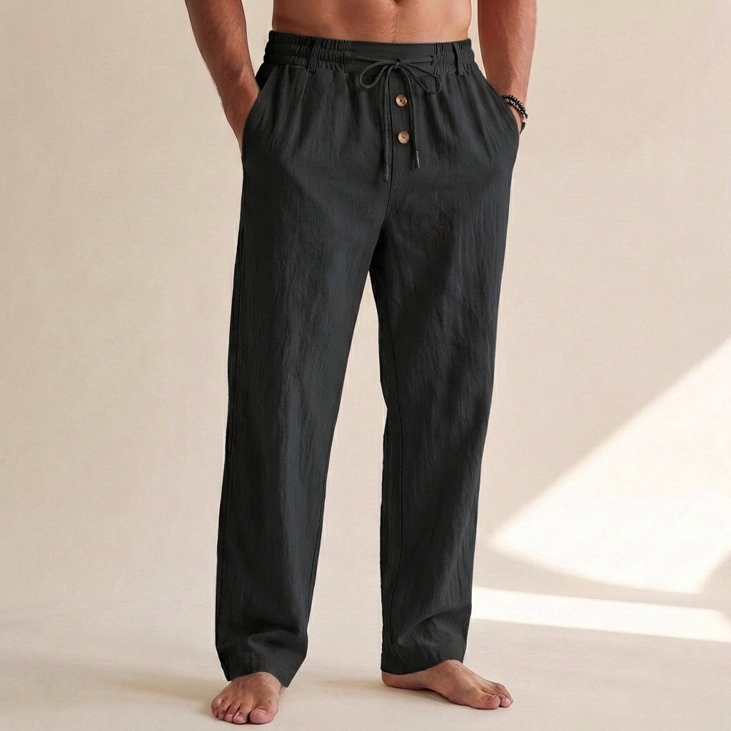 Harrison Relaxed Fit Trousers | Drawstring Waist Side Pockets Trousers