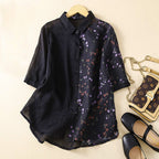 Two-Tone Floral Relaxed Fit Blouse for Women – Stylish & Comfortable Design