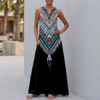 Relaxed Fit Floral Sleeveless Maxi Dress for Women – Stylish Comfort With Pockets