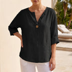 Relaxed Fit V-Neck Blouse for Women – Casual Comfort & Style
