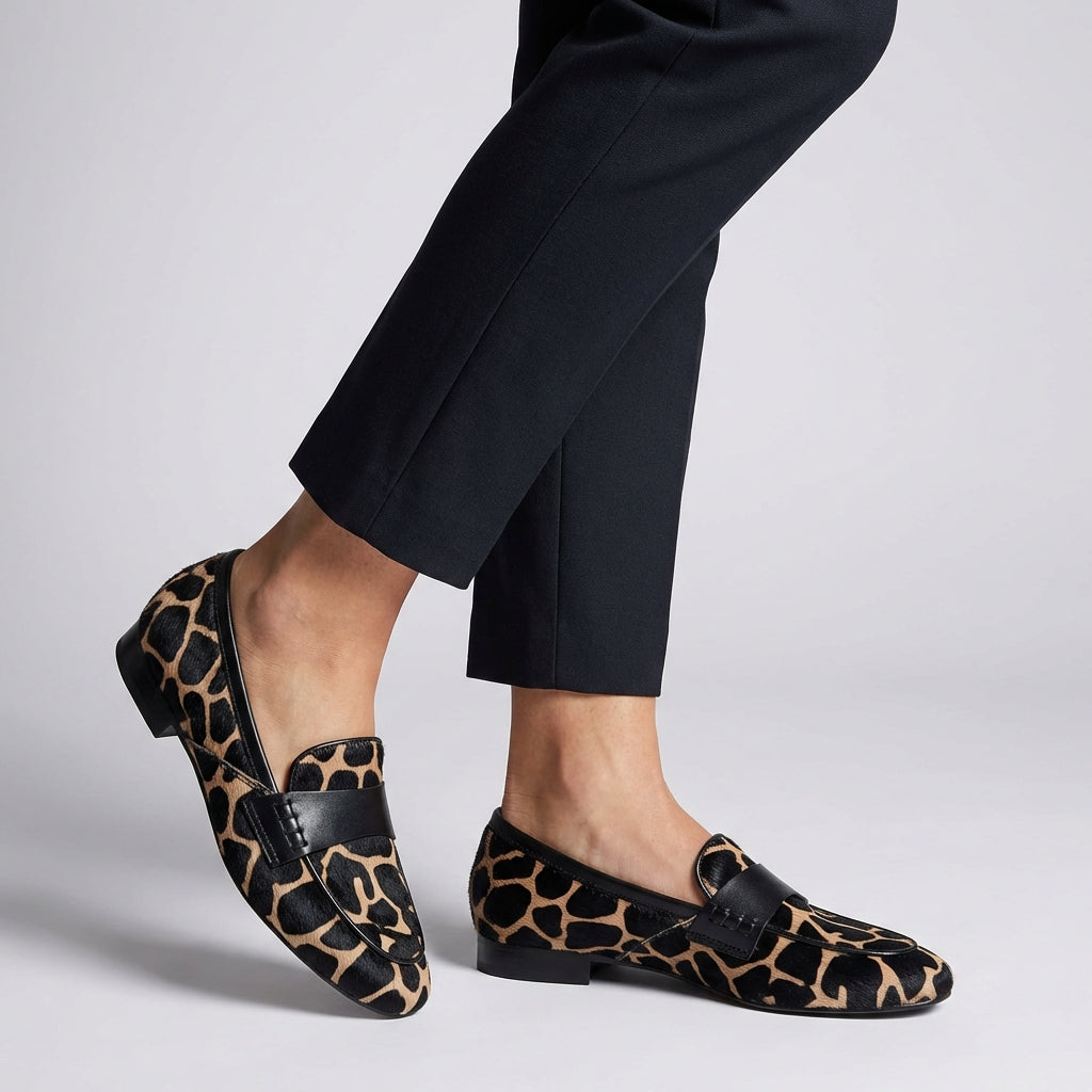 Lily Low-Cut Loafers | Giraffe Print Slip-On Loafers