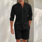 Freddie Relaxed Fit Long Sleeve Shirt & Shorts Set | Casual Set