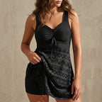 Ruched Tie-Front A-Line Swim Dress for Women – Stylish & Flattering Fit