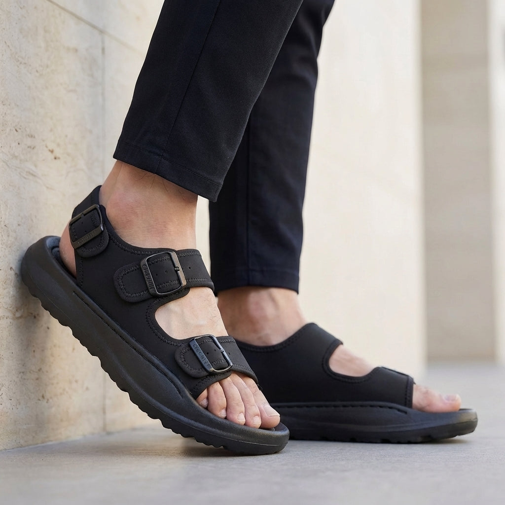 Orthopedic Multi-Strap Platform Buckle Sandals for Men – Supportive & Comfortable