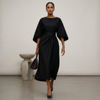 Olivia Batwing Sleeve Wrap Front Belted Maxi Dress | Slit Dress