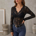 Sheer Scalloped Floral Lace Bodysuit for Women – Elegant Night Out Style