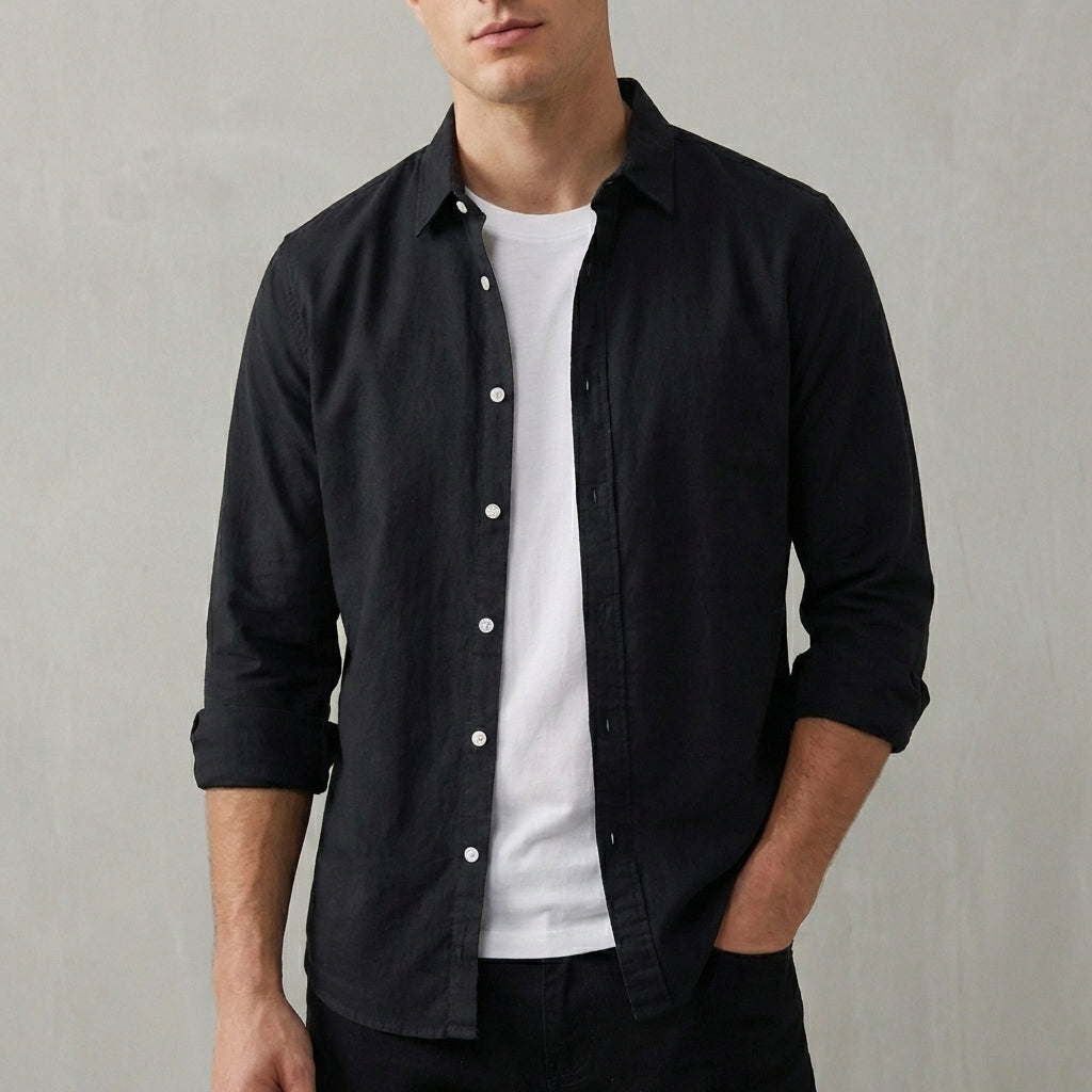Oliver Regular Fit Button-Up Shirt | Collared Long Sleeve Button Front Shirt