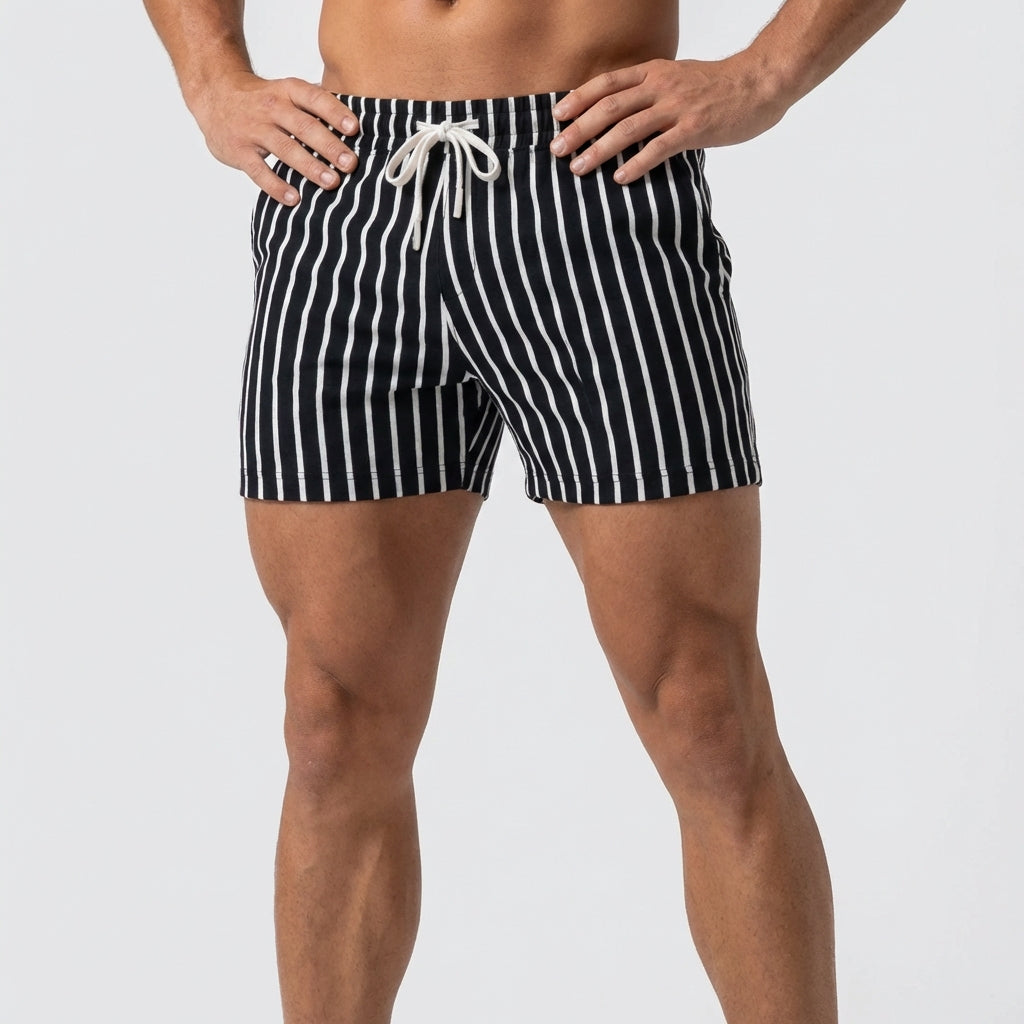 Relaxed Fit Striped Drawstring Shorts for Men – Casual Comfort & Ease