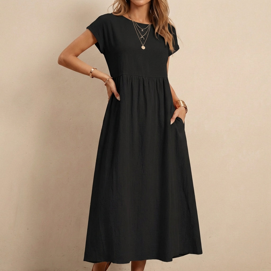 Relaxed Fit Midi Smock Dress for Women – Comfortable & Stylish Wear