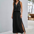 Relaxed Fit Sleeveless V-Neck Maxi Dress for Women – Stylish & Comfortable Design
