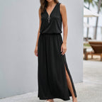 Relaxed Fit Sleeveless V-Neck Maxi Dress for Women – Stylish & Comfortable Design