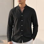 Arthur Relaxed Fit Shirt | Band Collar Long Sleeve Shirt