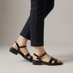 Vittoria Ankle-Length Flat Sandals | Ankle Strap Buckle Flat Sandals