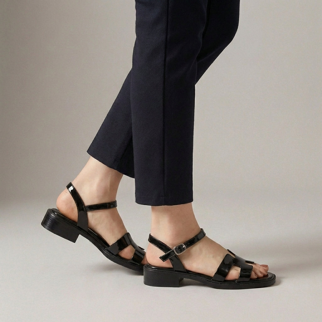 Vittoria Ankle-Length Flat Sandals | Ankle Strap Buckle Flat Sandals