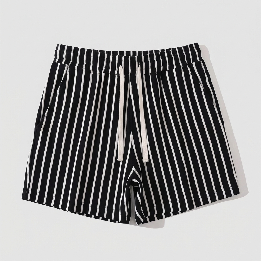 Relaxed Fit Striped Drawstring Shorts for Men – Casual Comfort & Ease