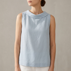 Relaxed Fit Roll Collar Sleeveless Top for Women – Stylish Smart Casual Comfort