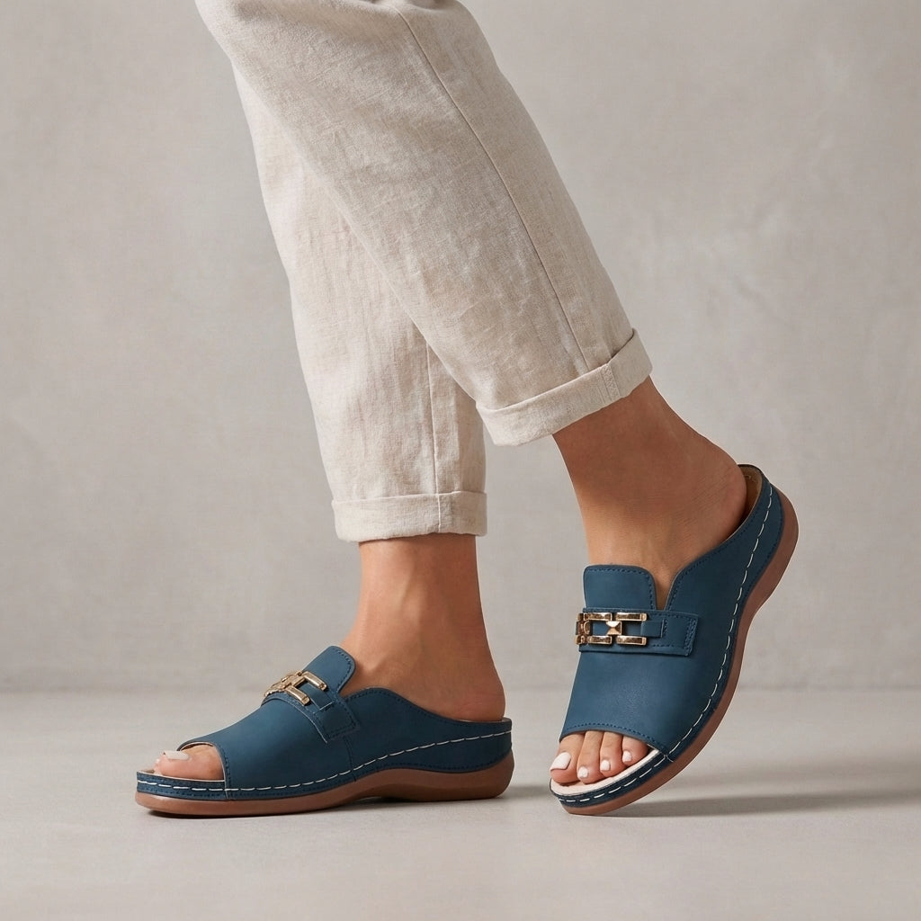 Orthopedic Peep-Toe Chain Link Wedge Sandals for Women – Comfortable Supportive Style