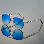 Chain Link Metallic Frame Aviator Sunglasses for Women – Stylish & Timeless