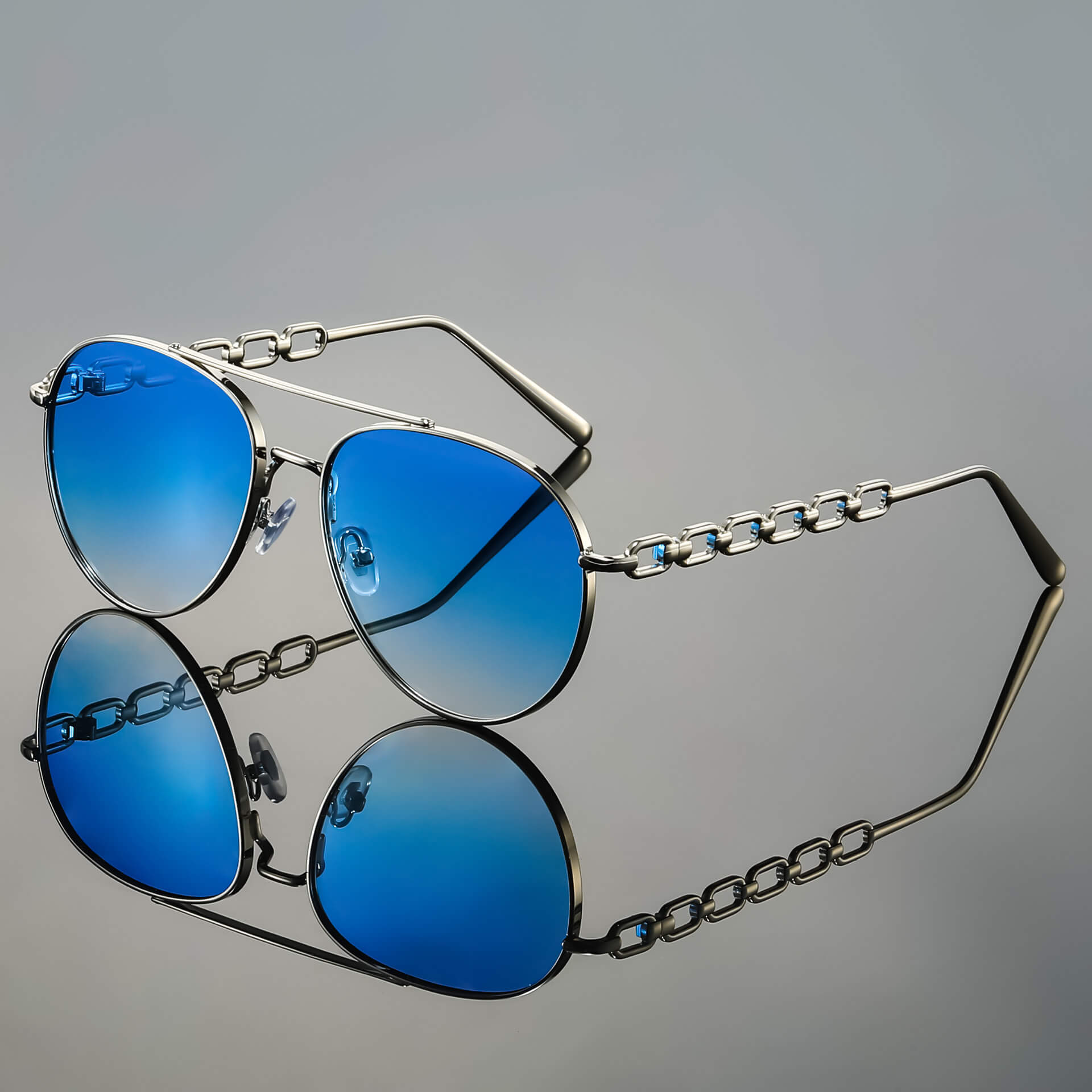 Chain Link Metallic Frame Aviator Sunglasses for Women – Stylish & Timeless