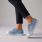 Isabella Striped Slip-On Sneakers | Elastic Vamp Round Toe Sneakers