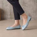Ivy Quilted Square Toe Bow Detail Ballet Flats | Slip-On Ballet Flats
