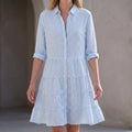 Isla Relaxed Fit Shirt Dress | Striped Button Front Shirt Dress