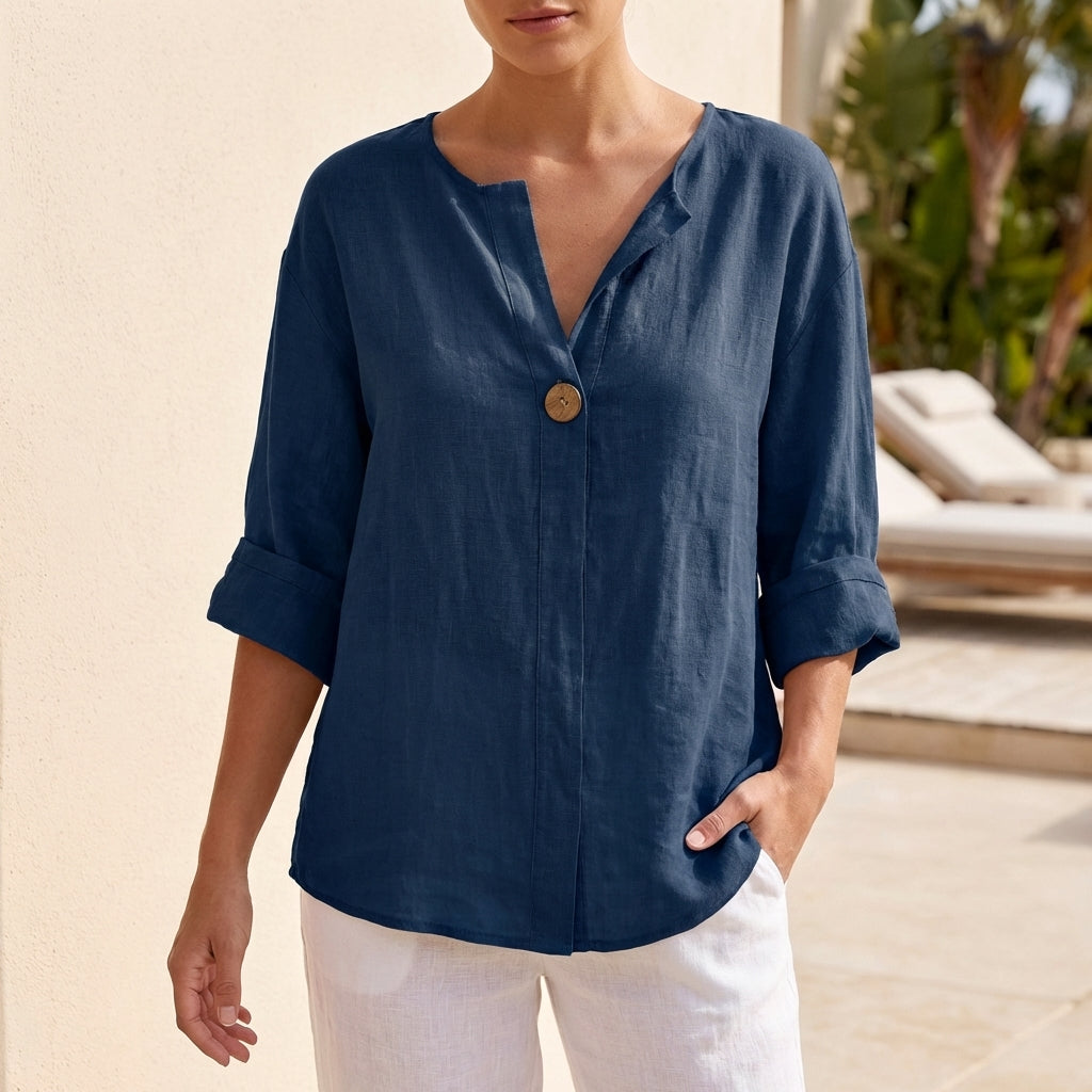 Relaxed Fit V-Neck Blouse for Women – Casual Comfort & Style