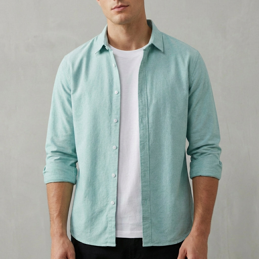 Regular Fit Collared Button-Up Shirt for Men – Classic Casual Comfort