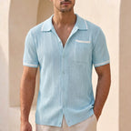 Relaxed Fit Striped Knit Polo Shirt for Men – Stylish Casual Comfort