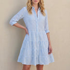Relaxed Fit Striped Collared Shirt Dress for Women – Casual Comfortable Style