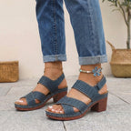 Sienna Orthopedic Platform Block Heel Sandals | Open Toe Cut Out Sandals