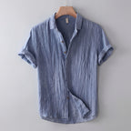 Relaxed Fit Crinkled Button-Up Shirt for Men – Casual Comfort & Style