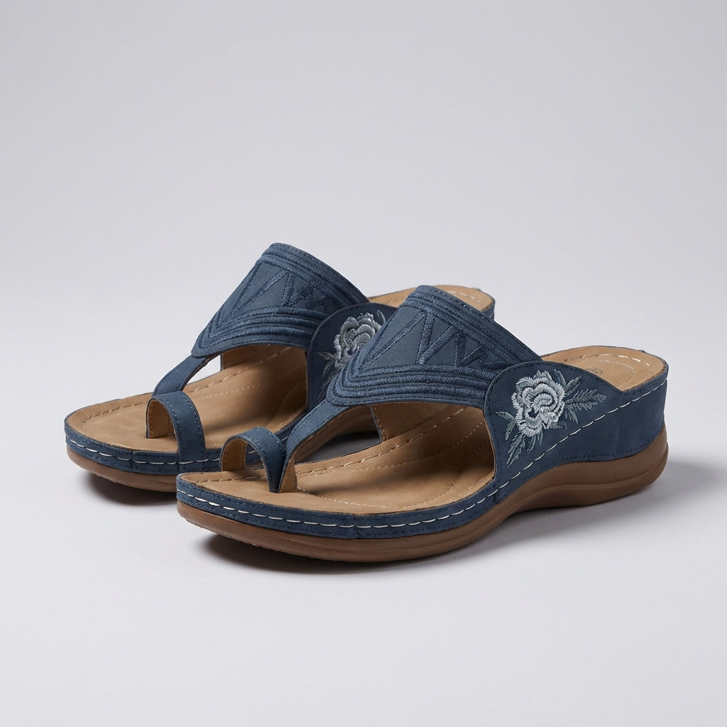 Daisy Orthopedic Wedge Sandals | Floral Embroidered Wedge Sandals