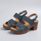 Orthopedic Criss-Cross Slingback Block Heel Platform Sandals for Women – Supportive & Stylish Comfort